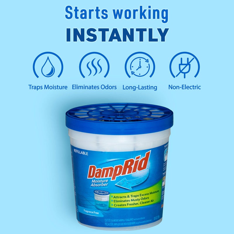 DampRid Refillable Moisture Absorber, 10.5 oz. Cups, 4 Pack, Fragrance Free, Traps Moisture for Fresher, Cleaner Air, No Electricity Required, Lasts Up To 60 Days - Image 4